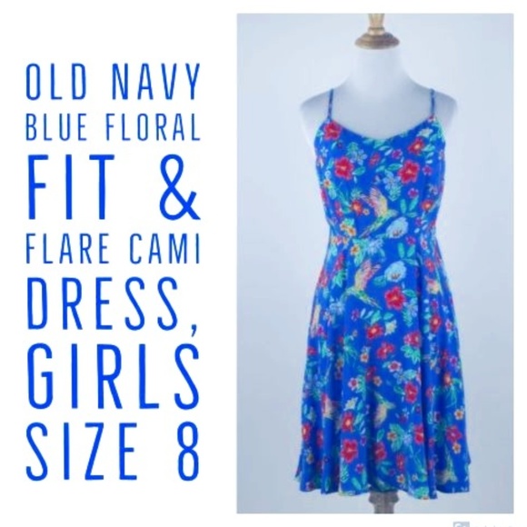 Old Navy Other - Old Navy Blue Floral Fit & Flare Cami Dress, Sz 8
